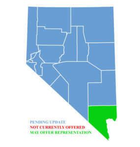 Nevada Map for traffic ticket representation at Clark County