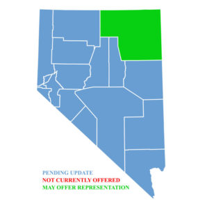 Nevada Map for traffic ticket representation at Lincoln County