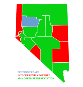 Nevada Traffic Ticket Pro map of courts we may represent for ticket citations