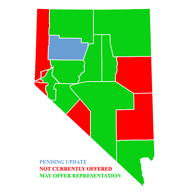 Nevada Traffic Ticket Pro map of courts we may represent for ticket citations